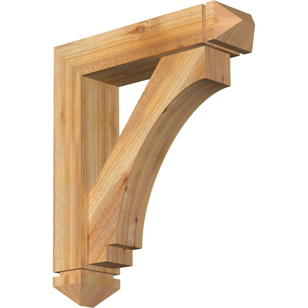 Ekena Millwork Imperial Arts and Crafts Rough Sawn Bracket w/ Offset Brace, Western Red Cedar, 6"W x 24"D x 28"H BKT0604X24X28IMP03RWR - main